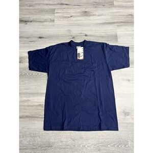 Vintage 90s Key Elements Blue Blank Pocket Tee Size Large T-shirt New With Tags